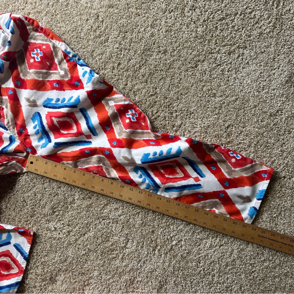 Chico’s Ikat Print Slim Crop Pants Red Blue White‎ Women’s Size 2 (US 12) - Picture 7 of 7